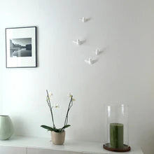 Kleiner Vogelschwarm 4 Vögel - Keramik Weiß