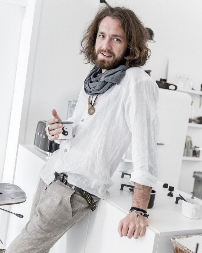 weisses Leinenhemd bypias shirt