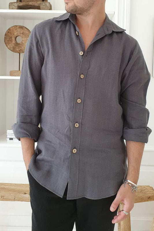 Camicia in lino JOHN - antracite